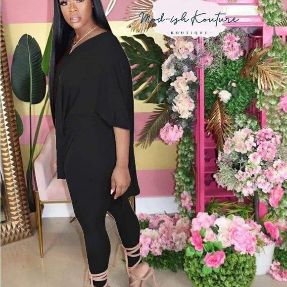 Black Modish Two Piece Legging Set - Picture 1 of 1